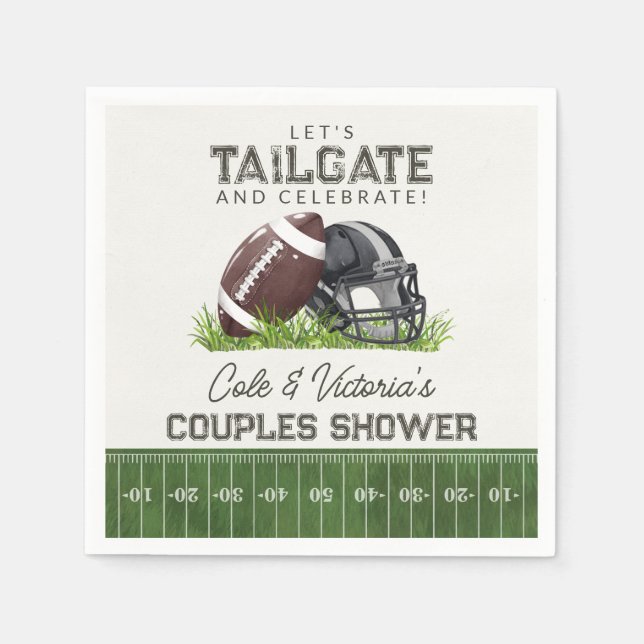 Serviette En Papier Football Tailgate & Celebrate Touchdown Couples (Devant)
