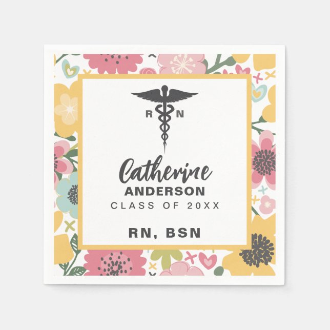 Serviette En Papier Foral RN BSN Nurse (Devant)