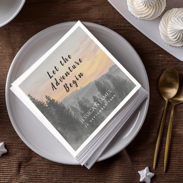 Serviette En Papier Forest Mountain Laissez l'aventure commencer Maria (Créateur téléchargé)