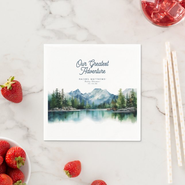 Serviette En Papier Forest Mountain Rustic Adventure Baby Shower  (En situation)