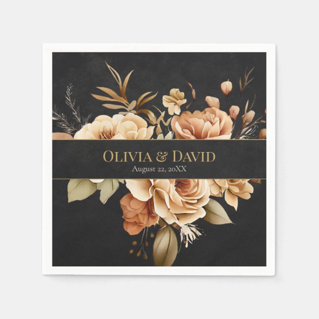 Serviette En Papier Forest Witch Black Floral Wedding Napkins (Devant)