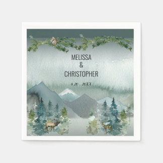 Serviette En Papier Forest Wonder Rustic Personnalisé Mariage Napkin