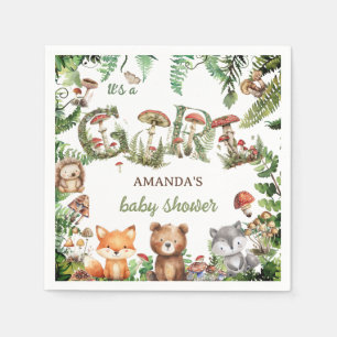 Serviette En Papier Forêt Animaux Végétation Cute Baby girl Douche
