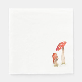Serviette En Papier Forêt Champignons Aquarelle Fantaisiste