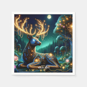 Serviette En Papier Forêt de cerfs cybernétiques mignons fantastiques