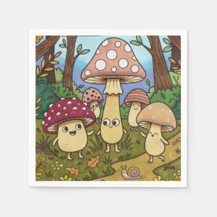 Serviette En Papier Forêt de champignons mignons Bois Champignon fanta