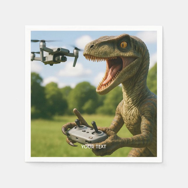 Serviette En Papier Forêt de drones de Dinosaures mignons Imaginaires (Devant)