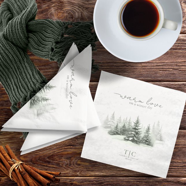Serviette En Papier Forêt de mariage rustique d'hiver ID1049 (Créateur téléchargé)