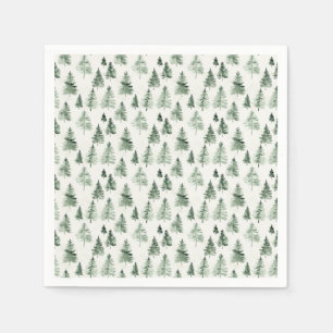 Serviette En Papier Forêt de pins aquarelle
