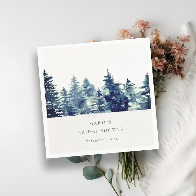 Serviette En Papier Forêt de pins enneigée en hiver, douche de mariée  (Créateur téléchargé)