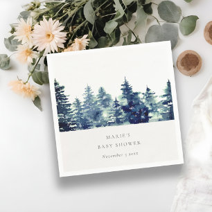 Serviette En Papier Forêt de pins hivernale Chute de neige Aquarelle B