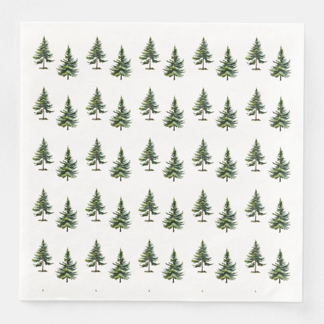 Serviette En Papier Forêt de sapins d'hiver (Devant)