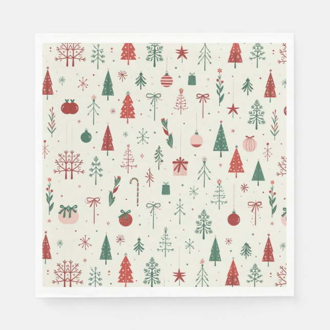 Serviette En Papier Forêt de vacances scandinave (Devant)