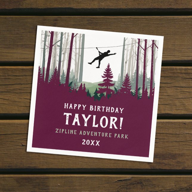 Serviette En Papier Forêt de Zipline cool Bourgogne Verdure extérieure (Créateur téléchargé)