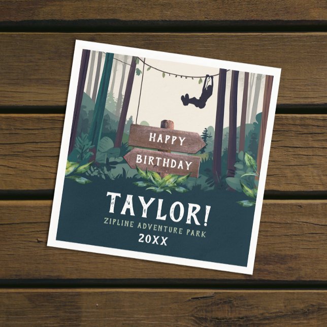 Serviette En Papier Forêt de Ziplining Cool Anniversaire Extérieur Ver (Créateur téléchargé)