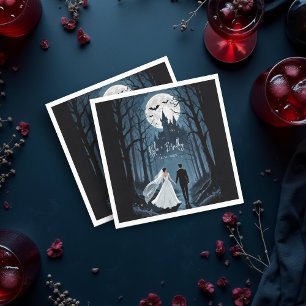 Serviette En Papier Forêt Éffrayante mariage Couple vers le château ha