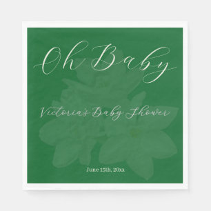 Serviette En Papier Forêt élégante & Vert Sauge "Oh Bébé" Shower de no