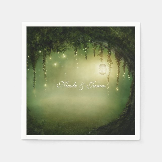 Serviette En Papier Forêt enchantée Rustique Mariage enchanté serviett (Devant)