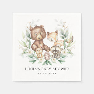 Serviette En Papier Forêt forestière moderne Animaux Couples Baby show