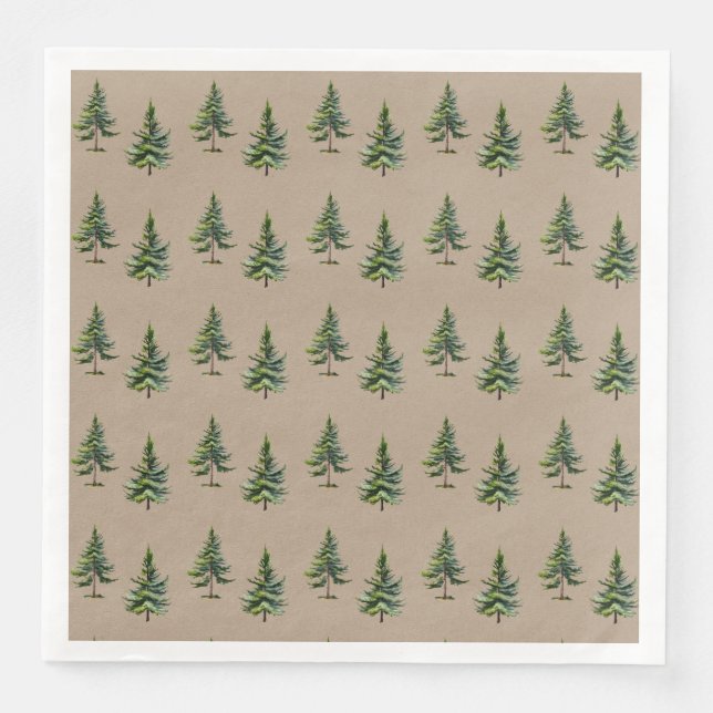 Serviette En Papier Forêt rustique de sapin d'hiver Kraft (Devant)