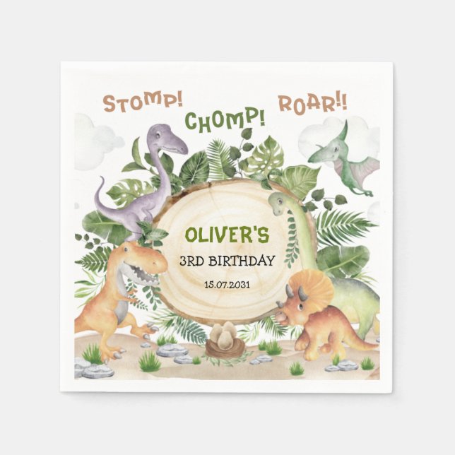 Serviette En Papier Forêt tropicale Dinosaure Garçons fête d'anniversa (Devant)