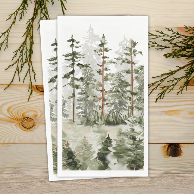 Serviette En Papier Forêt verte aquarelle (Créateur téléchargé)