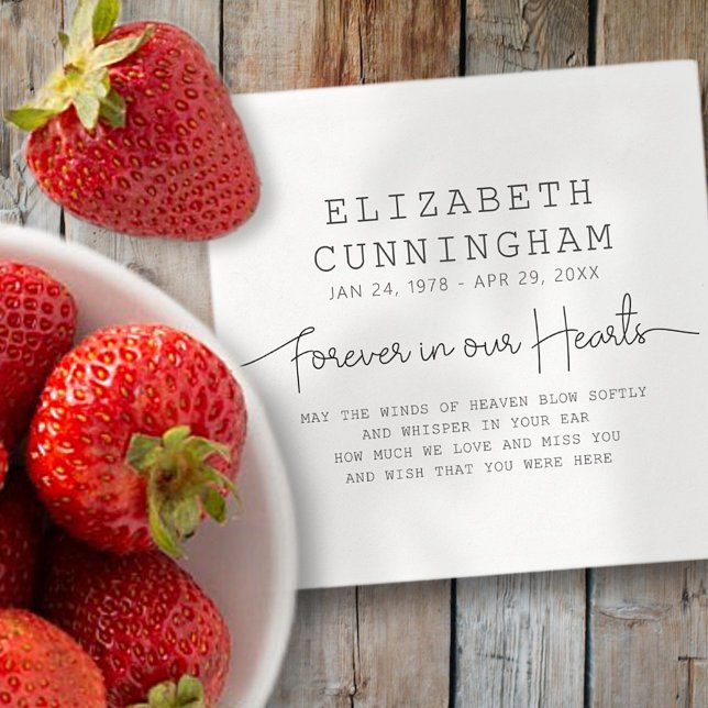 Serviette En Papier Forever In Our Hearts Memorial Simple Citation Mod (Créateur téléchargé)