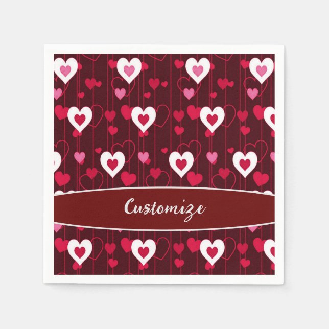 Serviette En Papier Forever Love Red Hearts (Devant)