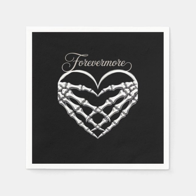 Serviette En Papier Forevermore Squelette Mains Coeur Romance gothique (Devant)