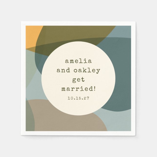 Serviette En Papier Formes Abstraites modernes Sage Turquoise Mariage  (Devant)