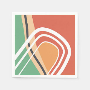 Serviette En Papier Formes abstraites rétro, oeuvre d'art colorée