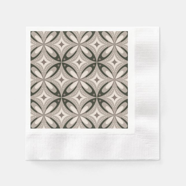 Serviette En Papier Formes circulaires beiges et Brown rétro (Devant)