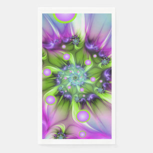 Serviette En Papier Formes rondes en spirale colorées Art fractal abst