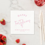 Serviette En Papier Fortylicious 40th Birthday Party Pink Girly<br><div class="desc">Make your 40th birthday party an unforgettable celebration with these Happy Fortylicious 40th Birthday Party Black and Pink Girly party napkins! With their stylish script calligraphy and customizable message and name, these napkins are the perfect way to show off your personal style and celebrate your milestone birthday in style. The...</div>