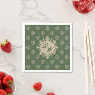Serviette En Papier Foulard à motif géométrique rosette, vert sauge