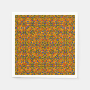 Serviette En Papier Foulard orange à motif multicolore vif