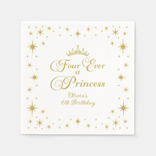 Serviette En Papier Four Ever a Princess Gold Princess 4e anniversaire