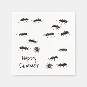 Serviette En Papier Fourmis noires joyeuses d'été