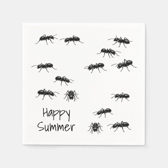 Serviette En Papier Fourmis noires joyeuses d'été (Devant)