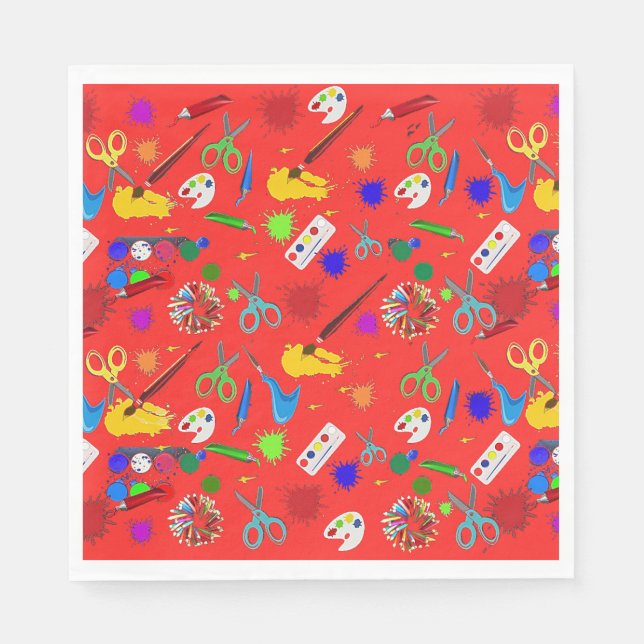 Serviette En Papier Fournitures d'art Serviettes rouges (Devant)