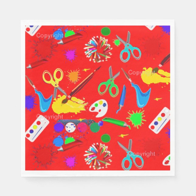 Serviette En Papier Fournitures d'art Serviettes rouges (Devant)