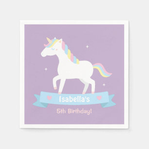 Serviette En Papier Fournitures de fête d'anniversaire Licorne Blanche