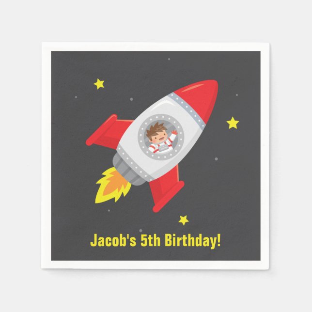 Serviette En Papier Fournitures de fête d'astronef de fusée astronaut  (Devant)