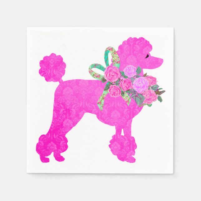 Serviette En Papier Fournitures de fête de caniche rose (Devant)