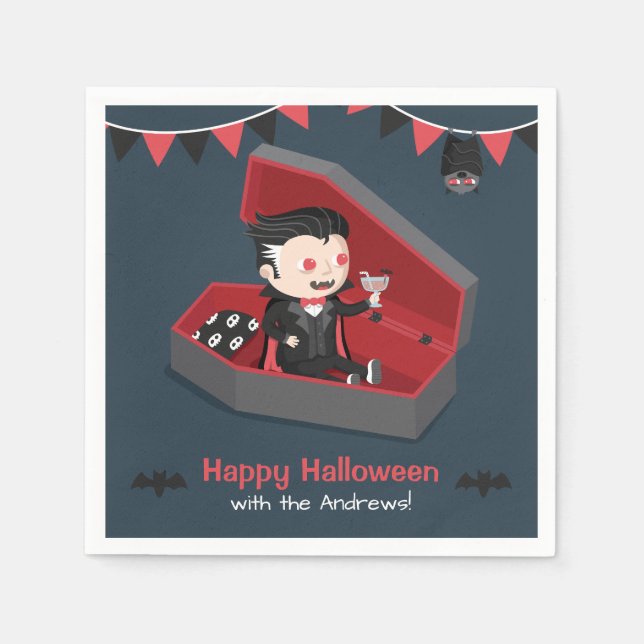 Serviette En Papier Fournitures de fête d'Halloween de vampire mignon  (Devant)