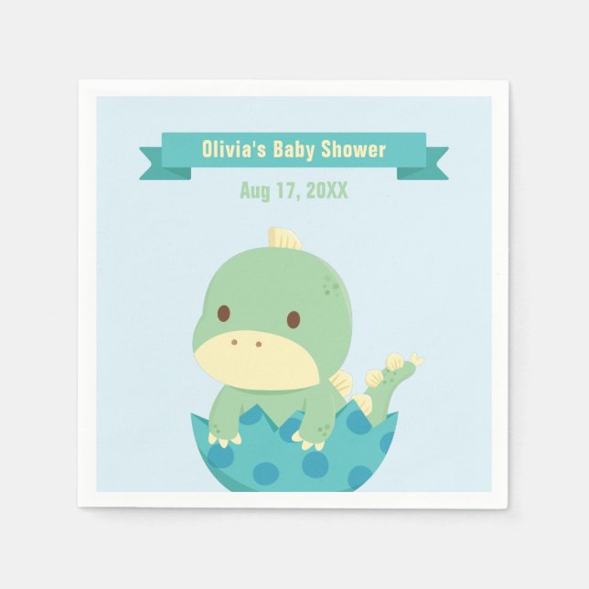 Serviette En Papier Fournitures de fête pour un bébé dinosaure mignon  (Devant)