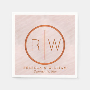 Serviette En Papier Fournitures d'un Mariage de monogramme rose pâle