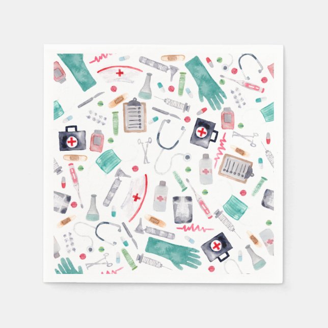 Serviette En Papier Fournitures médicales dans le Watercolor (Devant)
