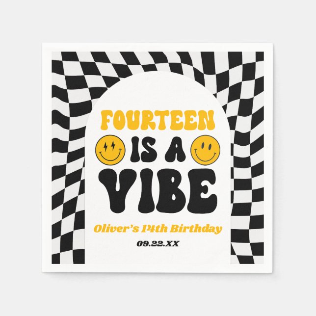 Serviette En Papier Fourteen Is A Vibe Retro 14th Birthday Party (Devant)