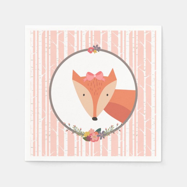 Serviette En Papier Fox Baby Boy Baby shower (Devant)